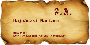 Hajnáczki Mariann névjegykártya